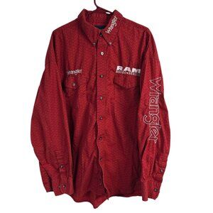 Wrangler Dodge Ram Rodeo Series Men's XXL Red Long Sleeve Button Down Shirt